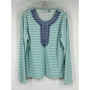 Cabana Life Stretch 1/2 Zip Long Sleeve Rashguard Embroidered Size Extra Large